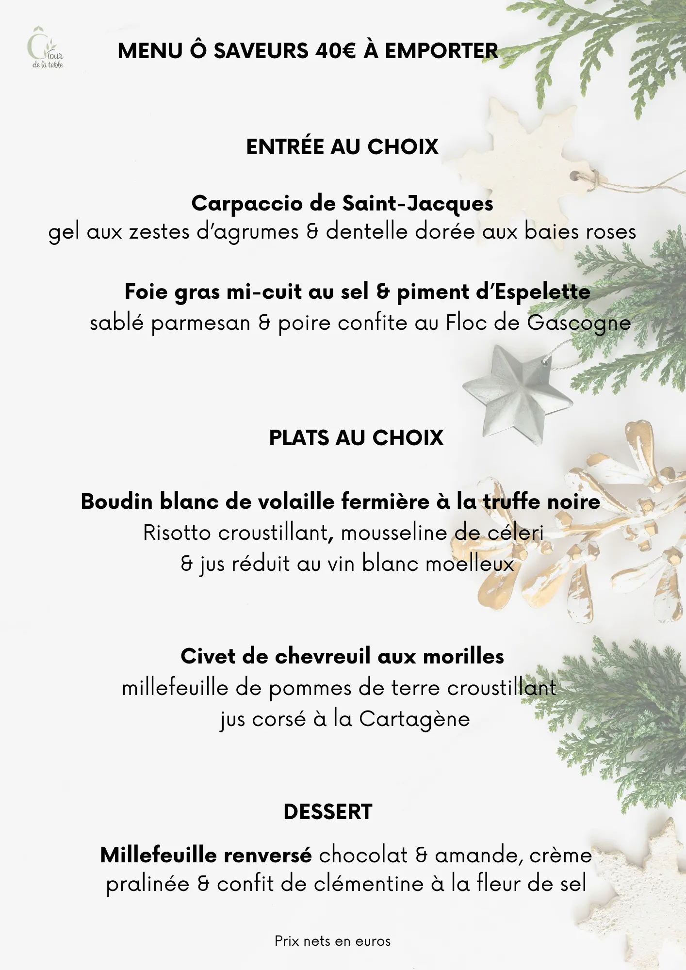 MENU Ô SAVEURS CLICK & COLLECT